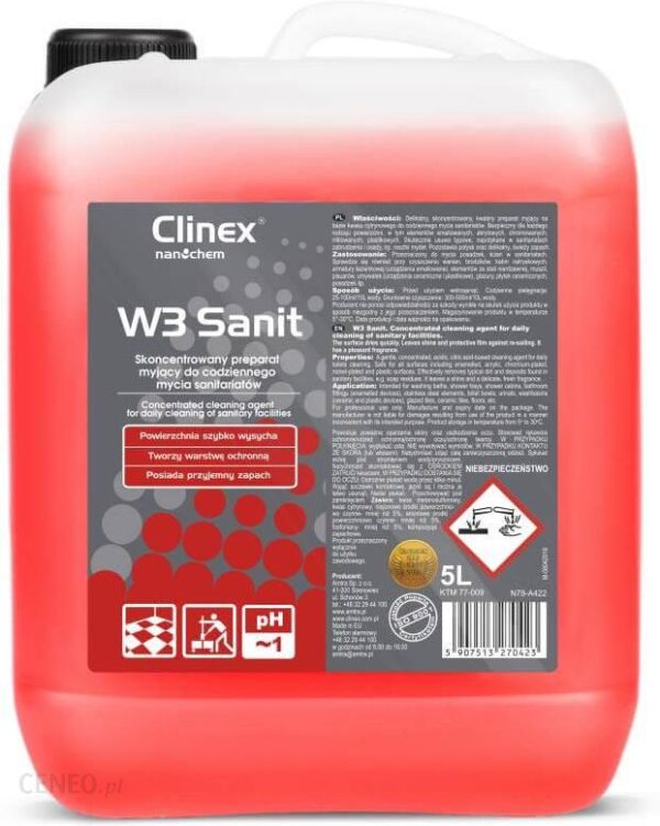 Grupa Amtra Clinex W3 Sanit Preparat Do Codziennego Mycia Sanitariatów – 5 L